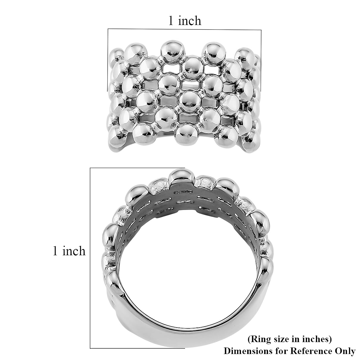 Bubble Shape Dome Steel Ring in Stainless Steel (Size 9.0) image number 5