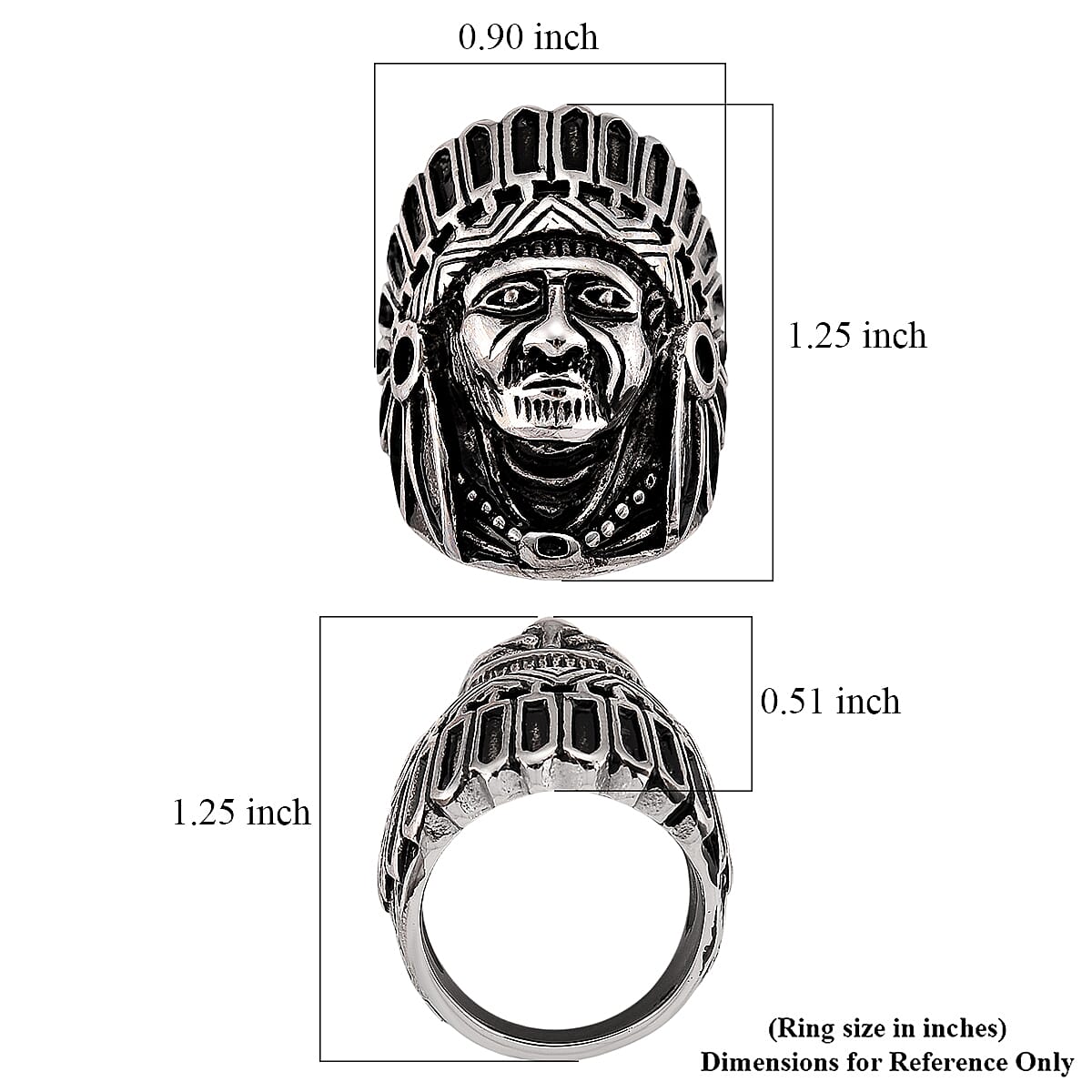 Native Chief Ring in Black Oxidized and Stainless Steel (Size 10.0)