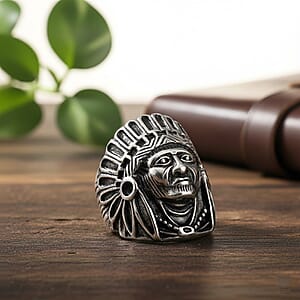 Native Chief Ring in Black Oxidized and Stainless Steel (Size 6.0)