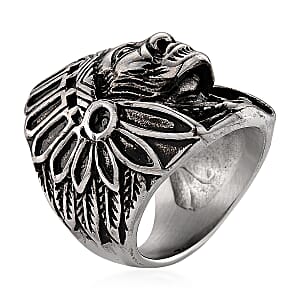Native Chief Ring in Black Oxidized and Stainless Steel (Size 6.0)