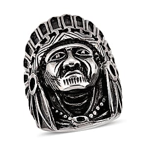 Native Chief Ring in Black Oxidized and Stainless Steel (Size 7.0)