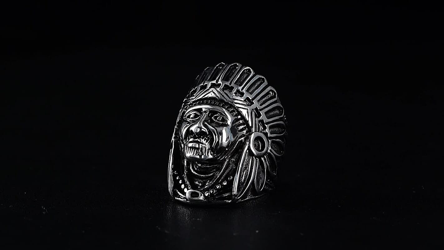 Native Chief Ring in Black Oxidized and Stainless Steel (Size 10.0)