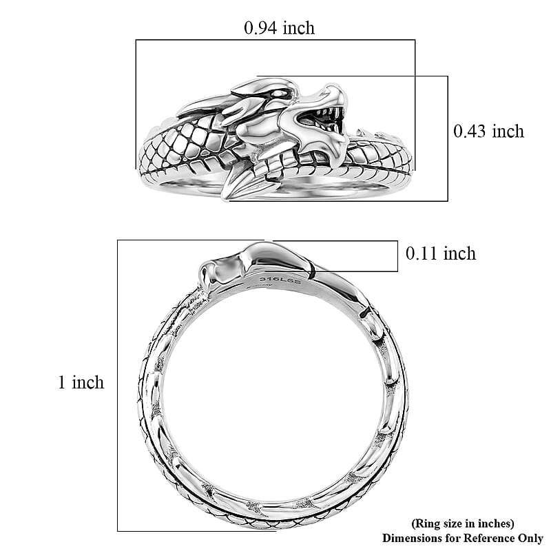 Dragon Ring in Stainless Steel (Size 9.0)