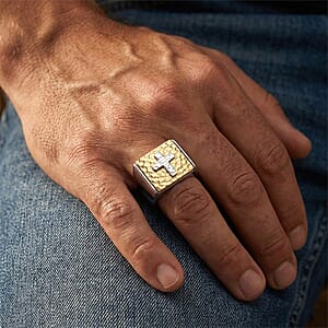 Cross Men's Ring in ION Plated YG Stainless Steel (Size 6.0)