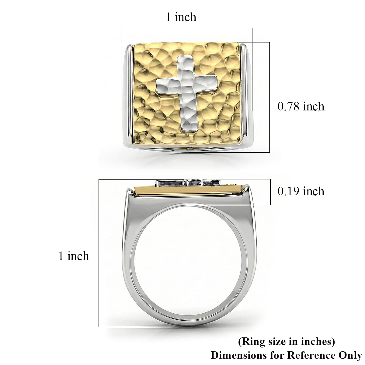 Cross Ring in ION Plated YG Stainless Steel (Size 7.0) image number 5