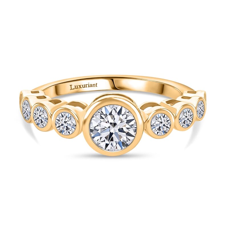 Luxuriant Lab Grown Diamond G-H SI 1.51 ctw Ring in 18K Vermeil Yellow Gold Over Sterling Silver (Size 6.5)