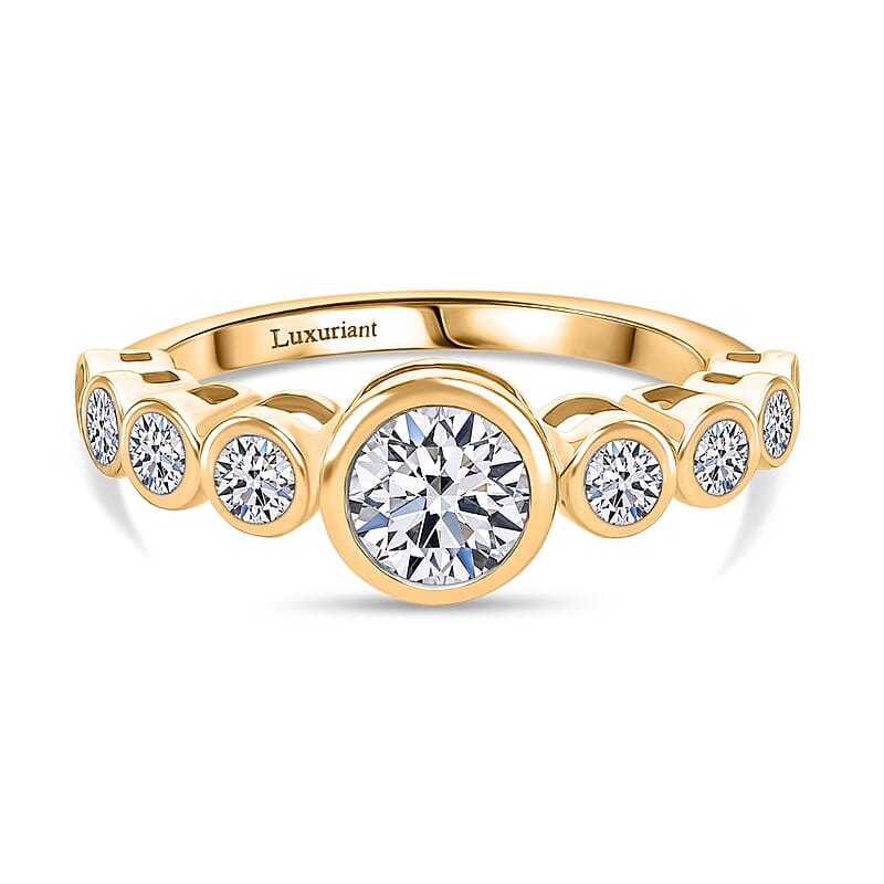 Luxuriant Lab Grown Diamond G-H SI 1.51 ctw Ring in 18K Vermeil Yellow Gold Over Sterling Silver (Size 6.5)
