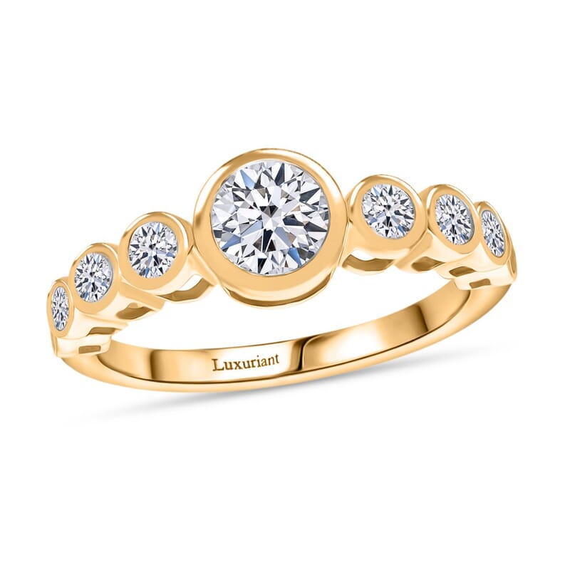 Luxuriant Lab Grown Diamond G-H SI 1.51 ctw Ring in 18K Vermeil Yellow Gold Over Sterling Silver (Size 6.5)