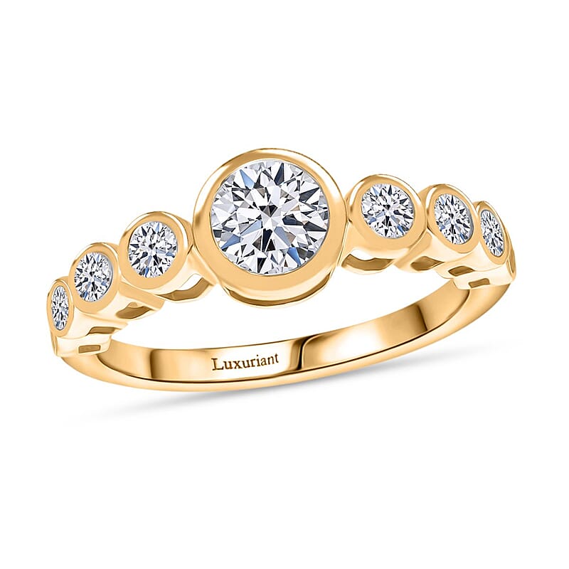 Luxuriant Lab Grown Diamond G-H SI 1.51 ctw Ring in 18K Vermeil Yellow Gold Over Sterling Silver (Size 6.5)