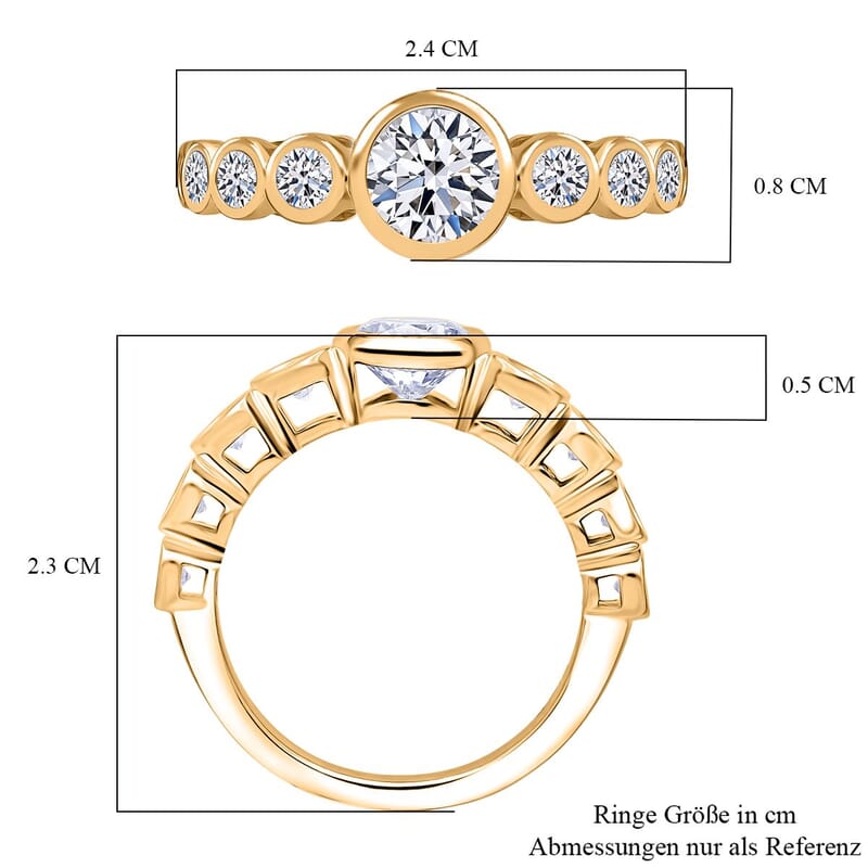 Luxuriant Lab Grown Diamond G-H SI 1.51 ctw Ring in 18K Vermeil Yellow Gold Over Sterling Silver (Size 6.5)