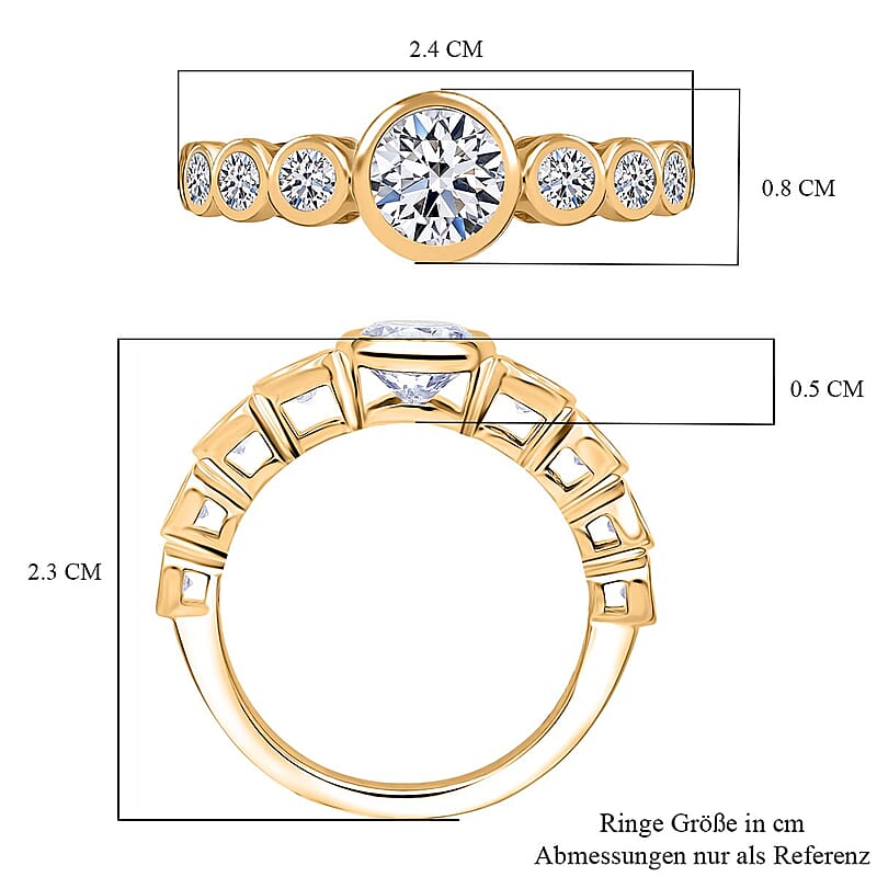 Luxuriant Lab Grown Diamond G-H SI 1.51 ctw Ring in 18K Vermeil Yellow Gold Over Sterling Silver (Size 6.5)