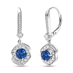GP Italian Garden Collection Premium Kashmir Kyanite and White Zircon 4.00 ctw Earrings in Rhodium Over Sterling Silver