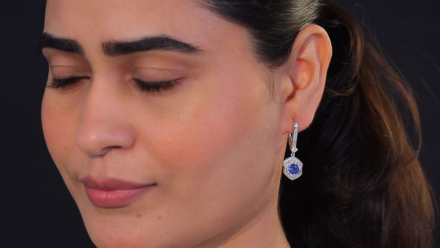 GP Italian Garden Collection Kashmir Kyanite, Zircon Earrings in Rhodium Over Sterling Silver 4.00 ctw