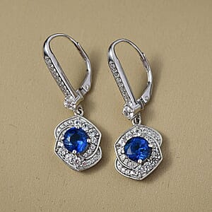 GP Italian Garden Collection Kashmir Kyanite, Zircon Earrings in Rhodium Over Sterling Silver 4.00 ctw