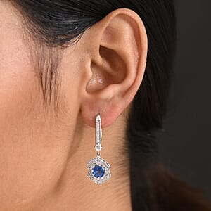 GP Italian Garden Collection Kashmir Kyanite, Zircon Earrings in Rhodium Over Sterling Silver 4.00 ctw