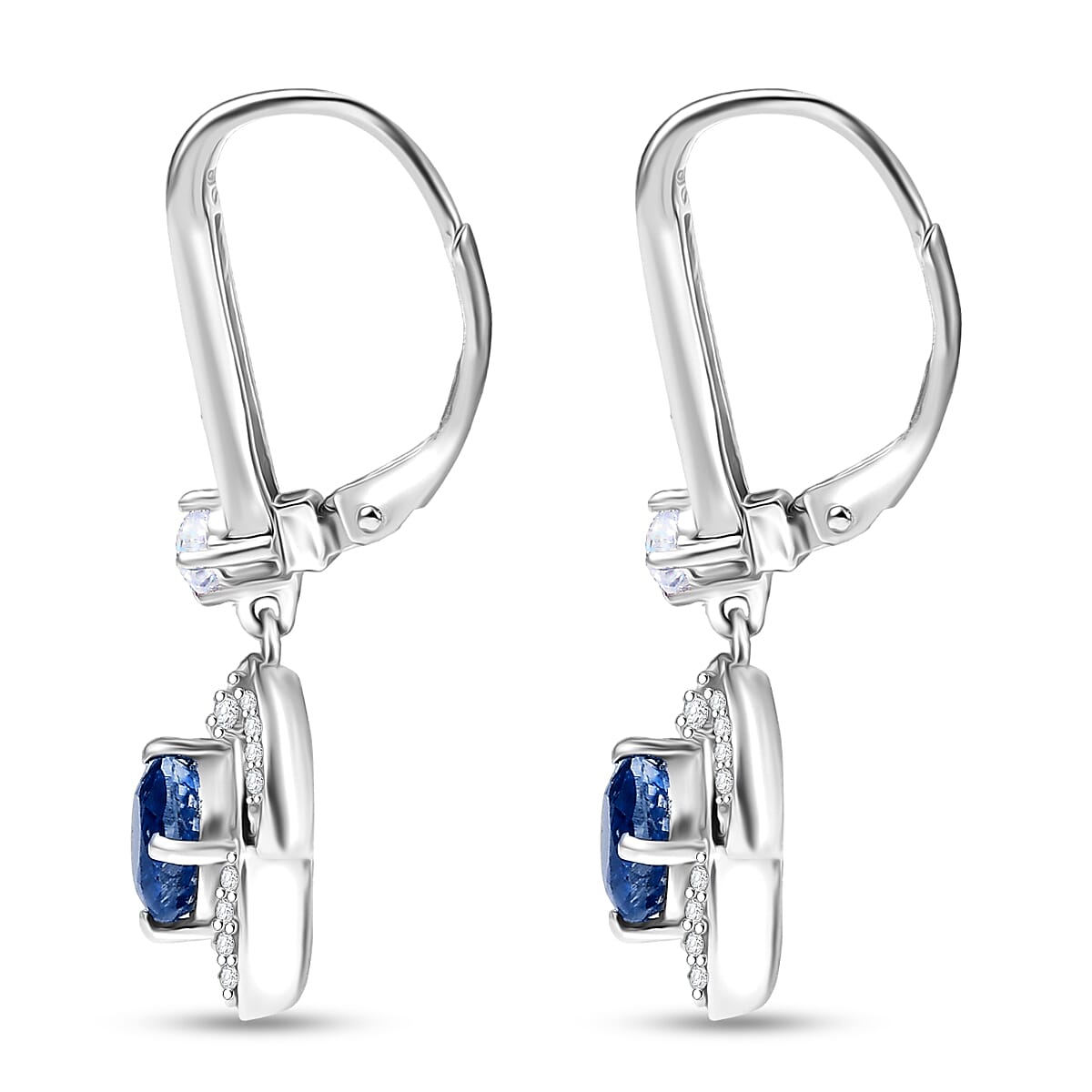 GP Italian Garden Collection Premium Kashmir Kyanite and White Zircon 4.00 ctw Earrings in Rhodium Over Sterling Silver image number 4