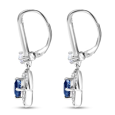 GP Italian Garden Collection Kashmir Kyanite, Zircon Earrings in Rhodium Over Sterling Silver 4.00 ctw