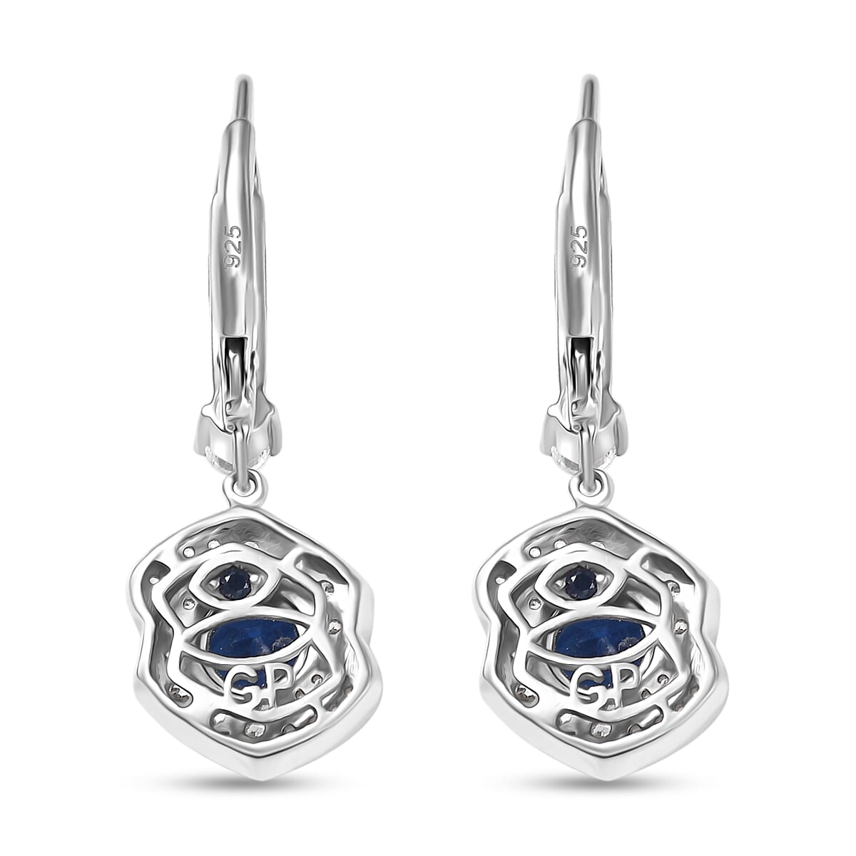 GP Italian Garden Collection Premium Kashmir Kyanite and White Zircon 4.00 ctw Earrings in Rhodium Over Sterling Silver image number 5