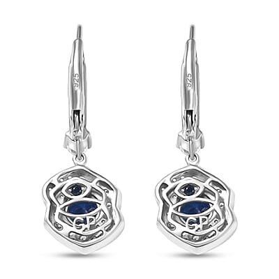 GP Italian Garden Collection Kashmir Kyanite, Zircon Earrings in Rhodium Over Sterling Silver 4.00 ctw