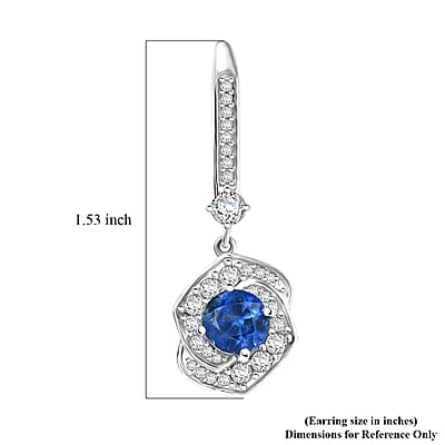 GP Italian Garden Collection Kashmir Kyanite, Zircon Earrings in Rhodium Over Sterling Silver 4.00 ctw