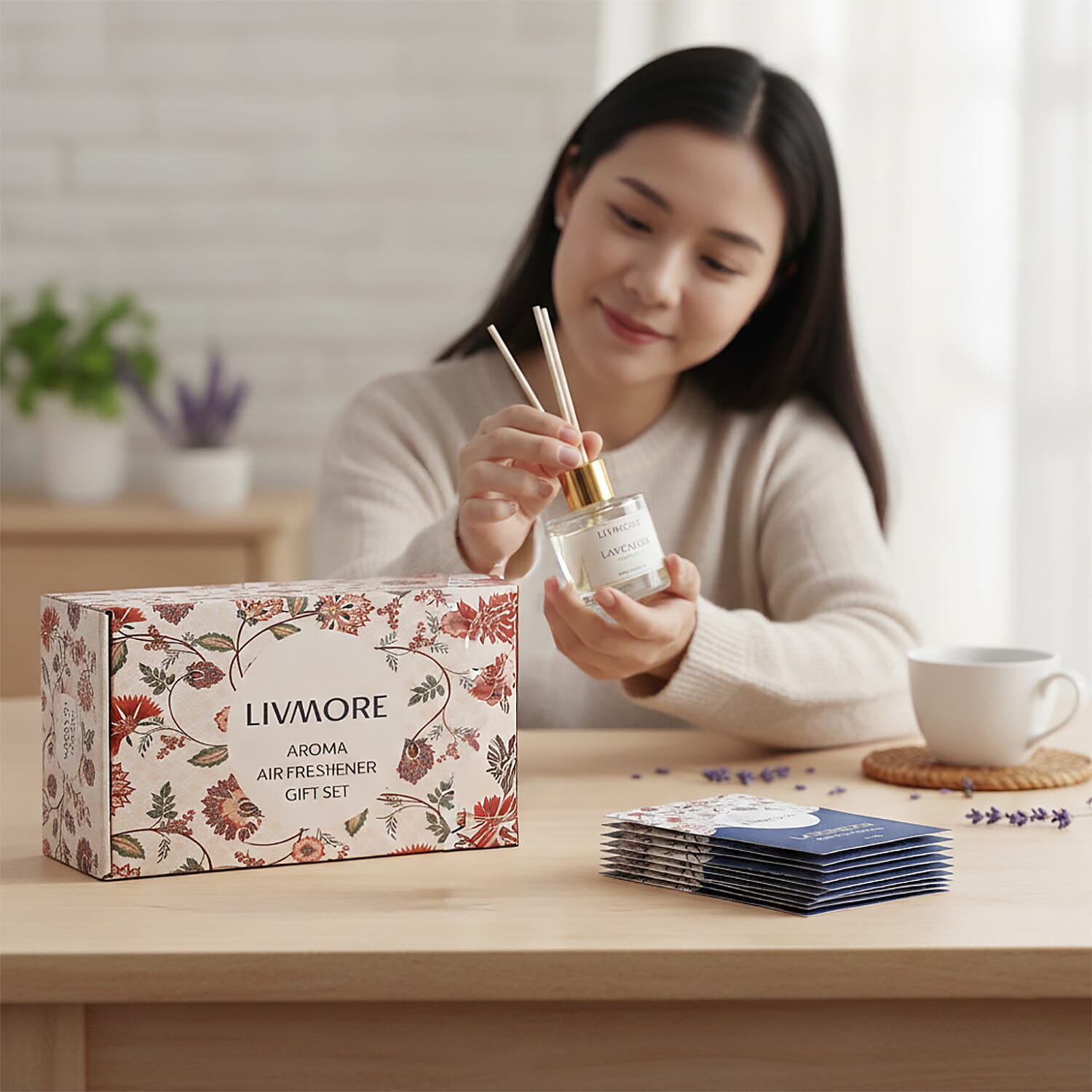 Livmore Jasmine Diffuser Reed Stick with Fragrance Sachet