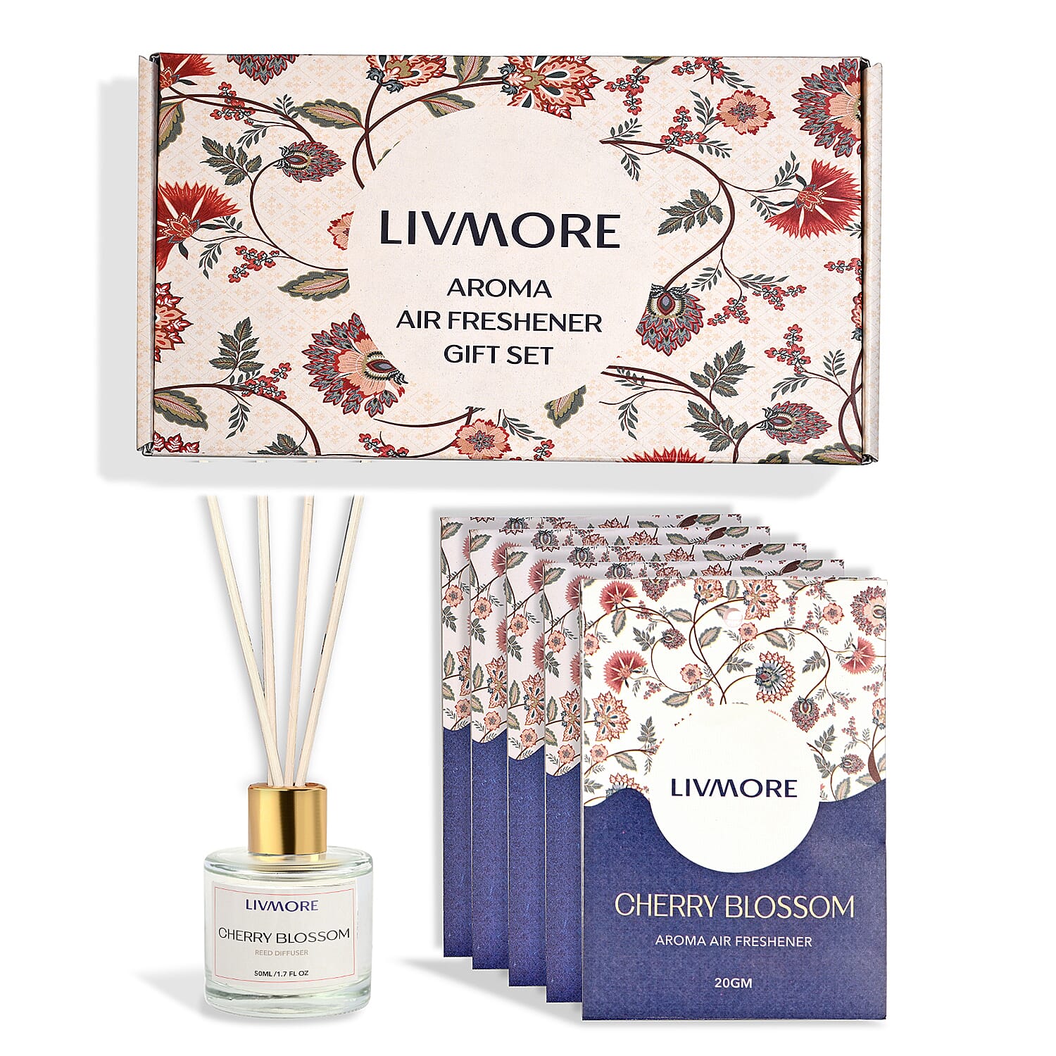Livmore Cherry Blossom Diffuser Reed Stick with Fragrance Sachet
