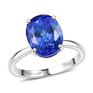 Doorbuster Rhapsody AAAA Tanzanite 5.00 ctw Solitaire Ring in 950 Platinum (Size 7.0) 4.75 Grams (Del. in 10-12 Days)