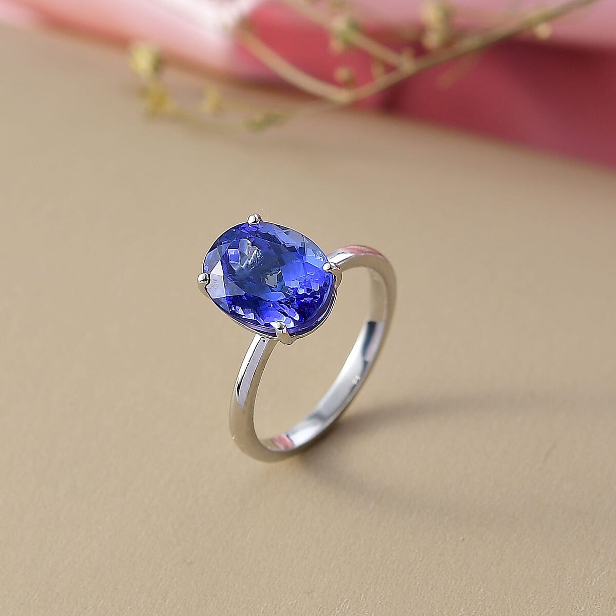 Doorbuster Rhapsody AAAA Tanzanite 5.00 ctw Solitaire Ring in 950 Platinum (Size 7.0) 4.75 Grams (Del. in 10-12 Days) image number 1