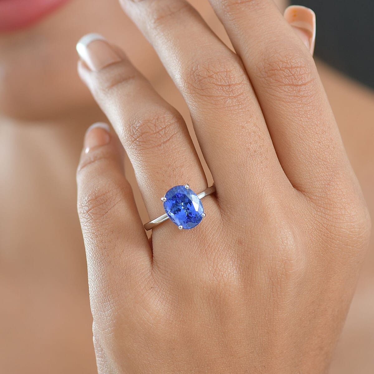 Doorbuster Rhapsody AAAA Tanzanite 5.00 ctw Solitaire Ring in 950 Platinum (Size 7.0) 4.75 Grams (Del. in 10-12 Days) image number 2