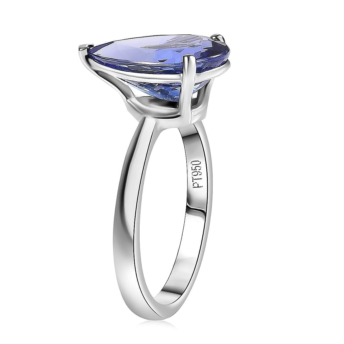 Rhapsody AAAA Tanzanite (Pear) Solitaire Ring in 950 Platinum 5.00 ctw (Size 5.0) image number 3