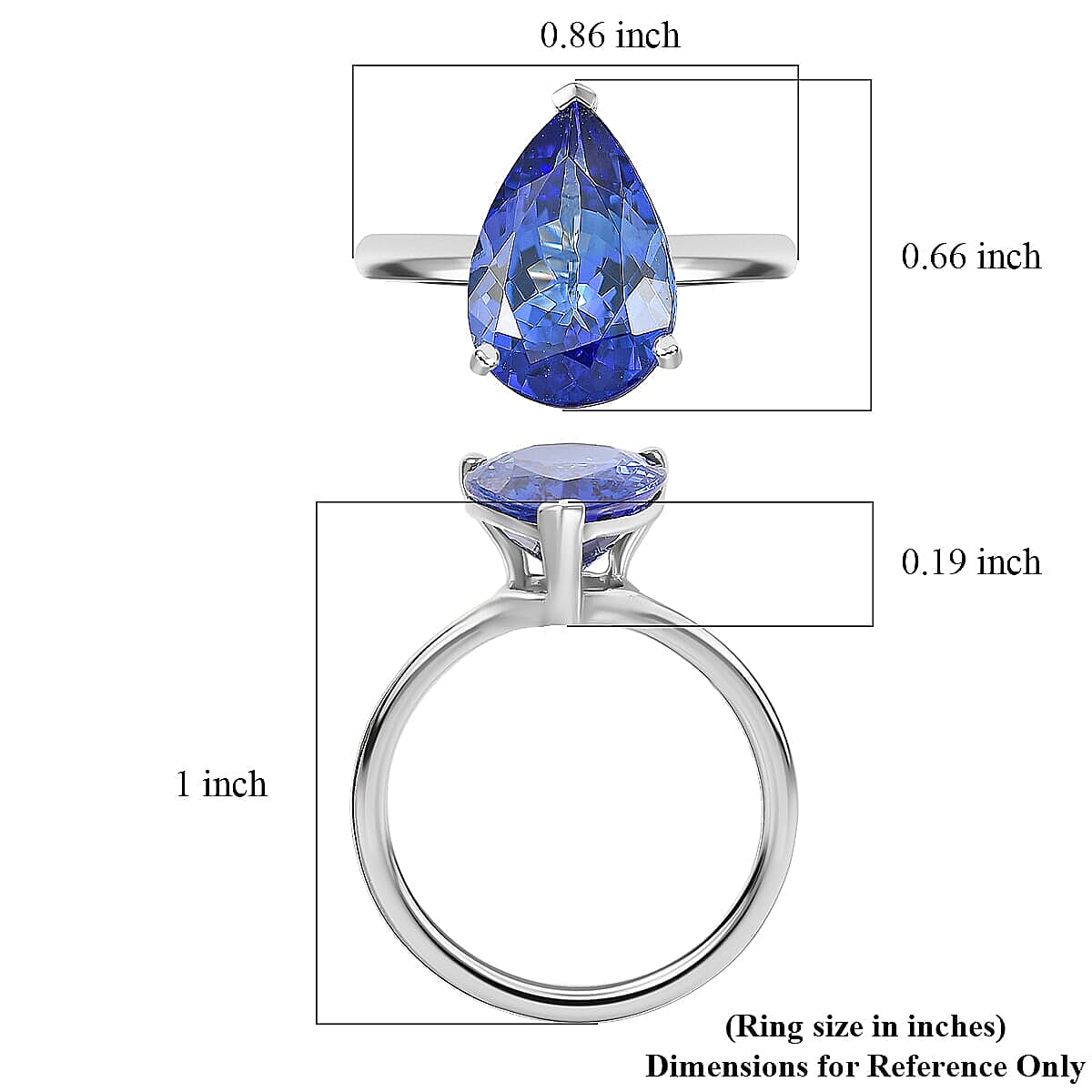 Rhapsody AAAA Tanzanite (Pear) Solitaire Ring in 950 Platinum 5.00 ctw (Size 5.5) image number 4