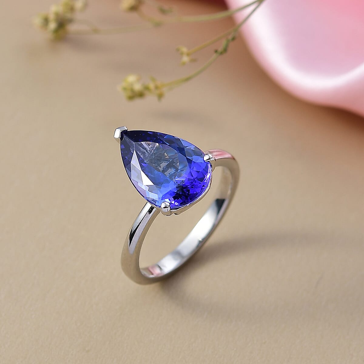 Rhapsody AAAA Tanzanite (Pear) Solitaire Ring in 950 Platinum 5.00 ctw (Size 7.0) image number 1