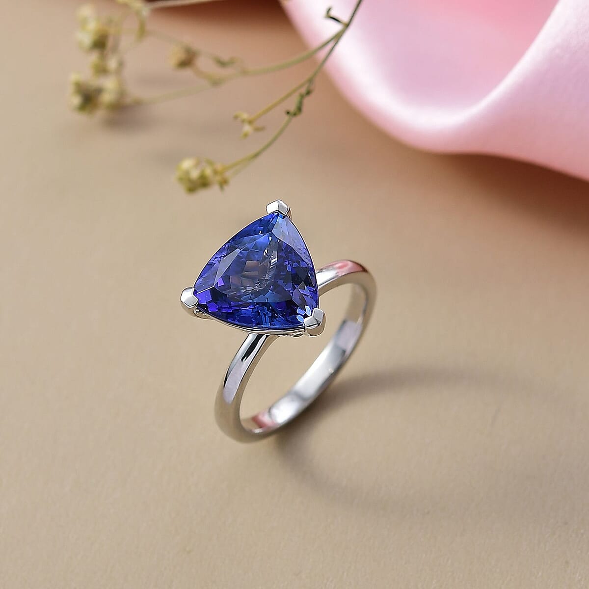 Doorbuster Rhapsody AAAA Tanzanite 5.00 ctw Solitaire Ring in 950 Platinum (Size 7.0) 6.30 Grams image number 1