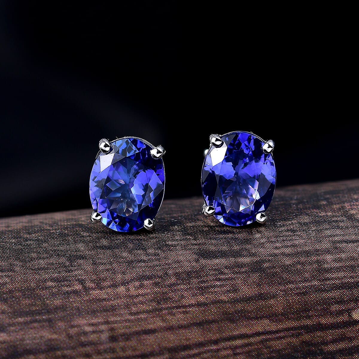 Doorbuster Rhapsody AAAA Tanzanite 4.75 ctw Solitaire Stud Earrings in 950 Platinum (Del. in 10-12 Days) image number 1