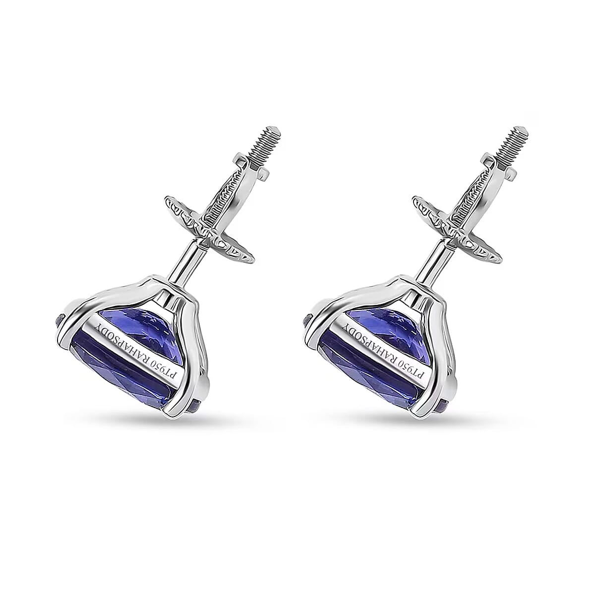Doorbuster Rhapsody AAAA Tanzanite 4.75 ctw Solitaire Stud Earrings in 950 Platinum (Del. in 10-12 Days) image number 6