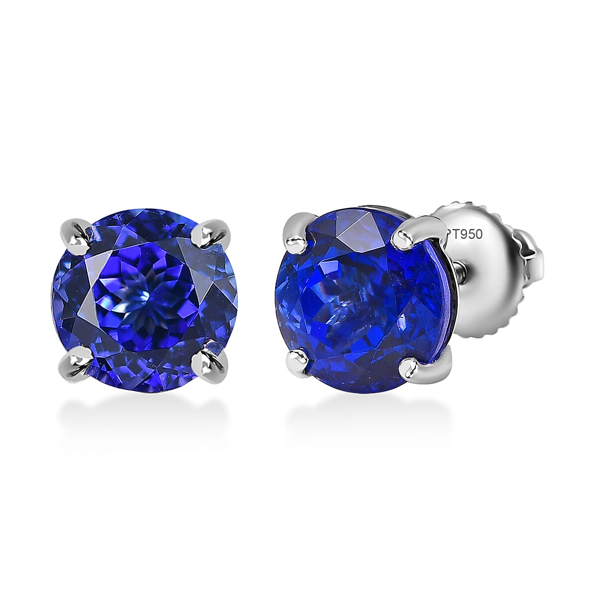 Rhapsody AAAA Tanzanite 5.50 ctw Solitaire Stud Earrings in 950 Platinum (Del. in 10-12 Days) image number 0