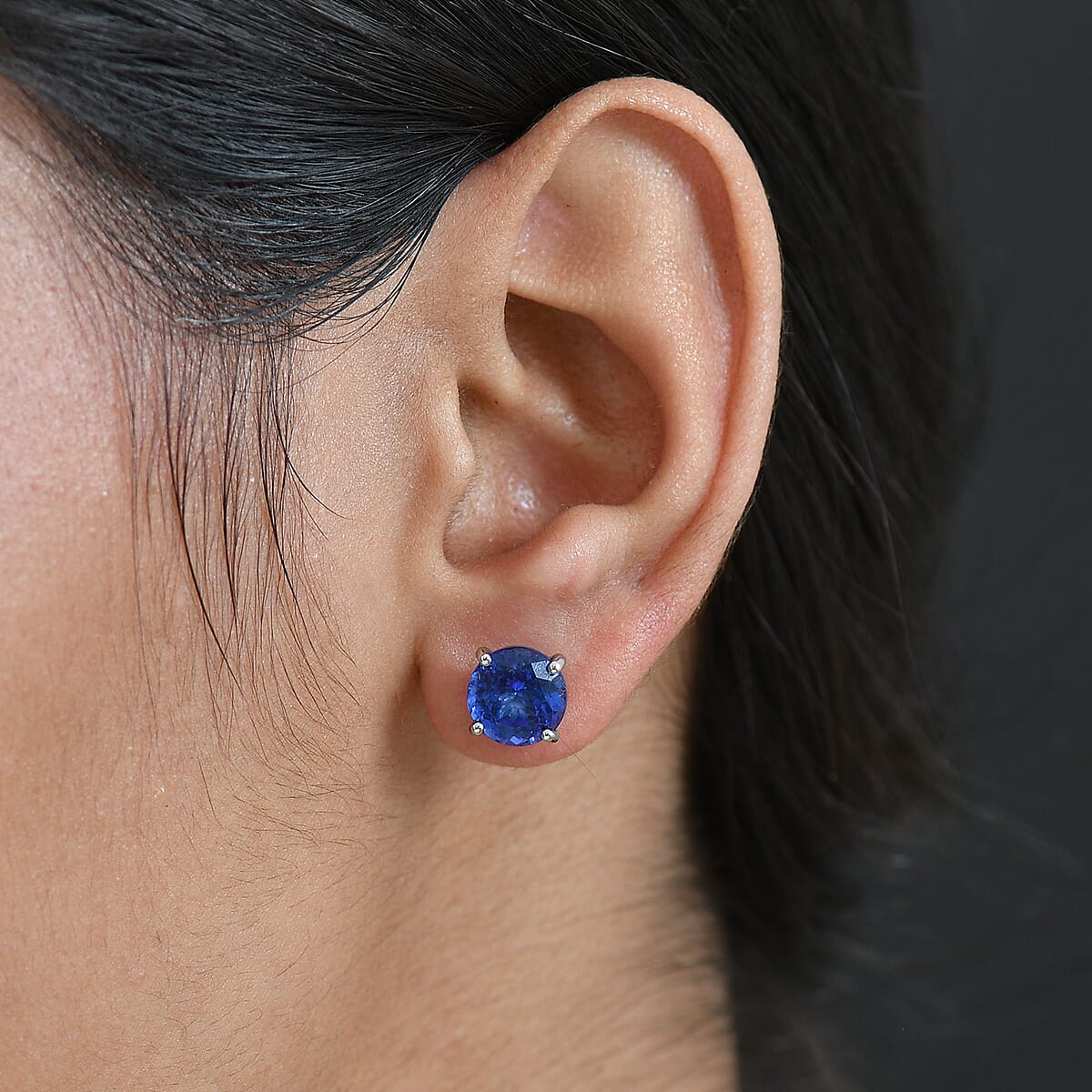 Rhapsody AAAA Tanzanite 5.50 ctw Solitaire Stud Earrings in 950 Platinum (Del. in 10-12 Days) image number 1