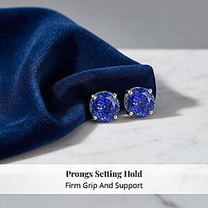 Rhapsody AAAA Tanzanite Solitaire Stud Earrings in 950 Platinum 5.50 ctw