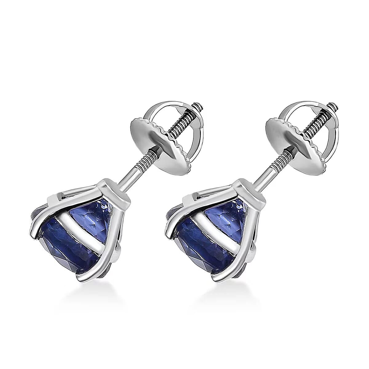 Rhapsody AAAA Tanzanite Solitaire Stud Earrings in 950 Platinum 5.50 ctw (Del. in 10-12 Days) image number 6
