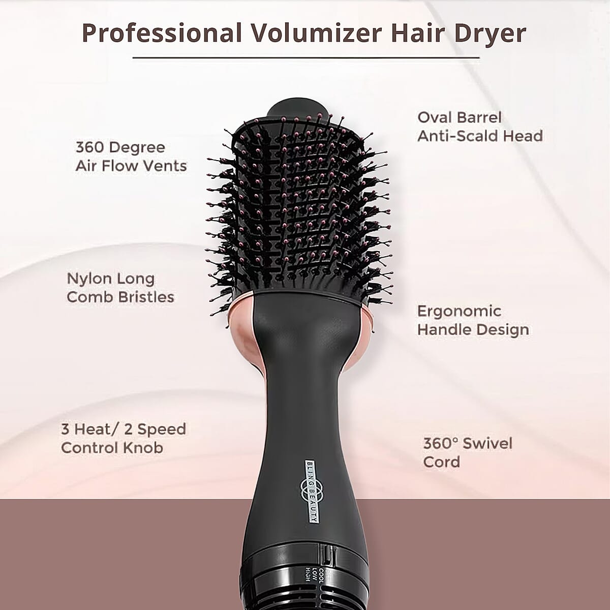 Bling Beauty Ceremaci Heating Rotary Hair Brush image number 2