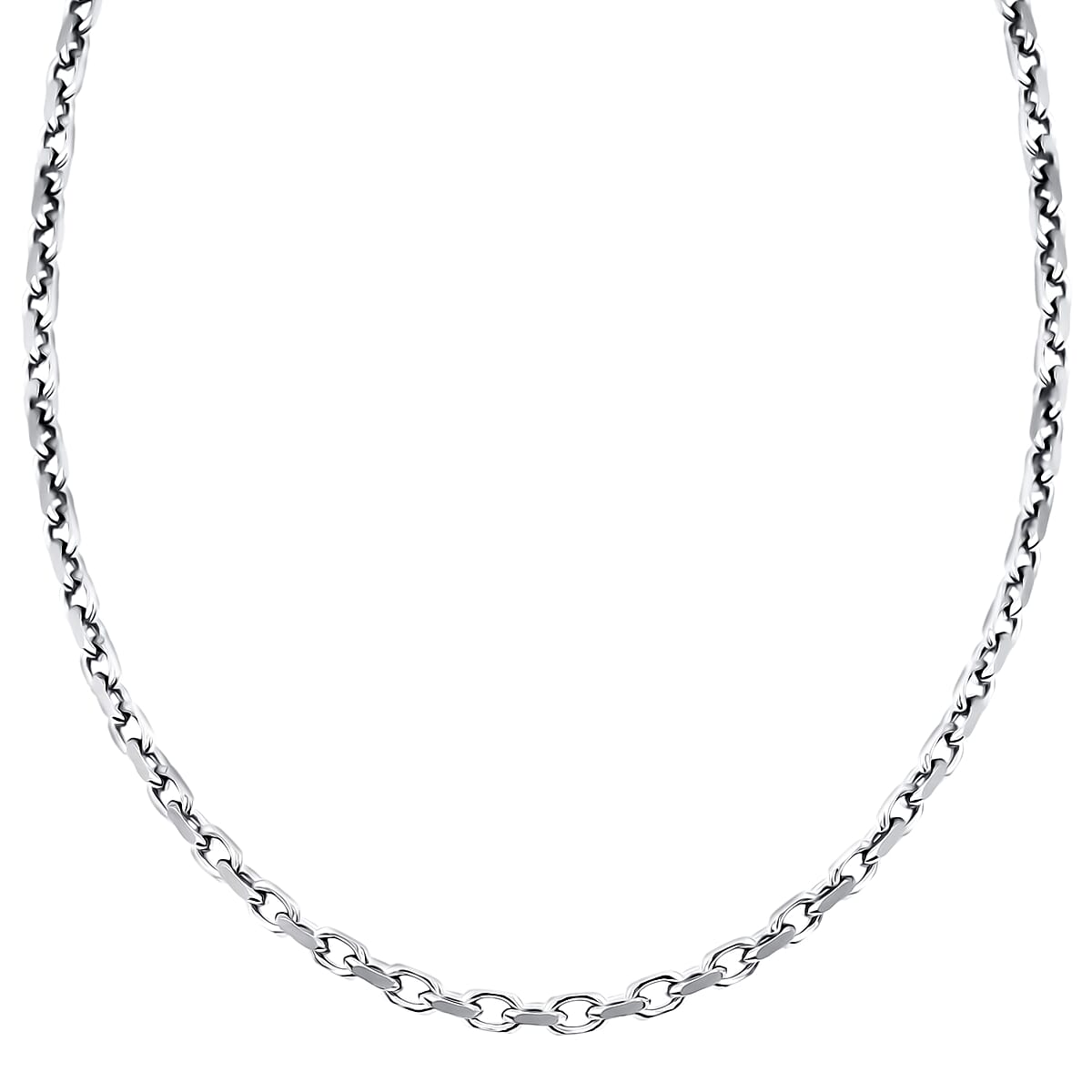 Italian Rolo 4 Lati Forzata Chain Necklace in Rhodium Over Sterling Silver 33.28 Grams 24 Inches image number 3