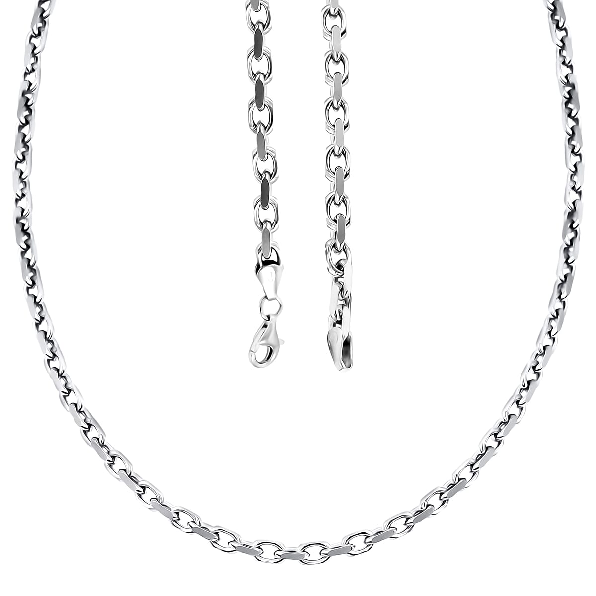 Italian Rolo 4 Lati Forzata Chain Necklace in Rhodium Over Sterling Silver 33.28 Grams 24 Inches image number 4