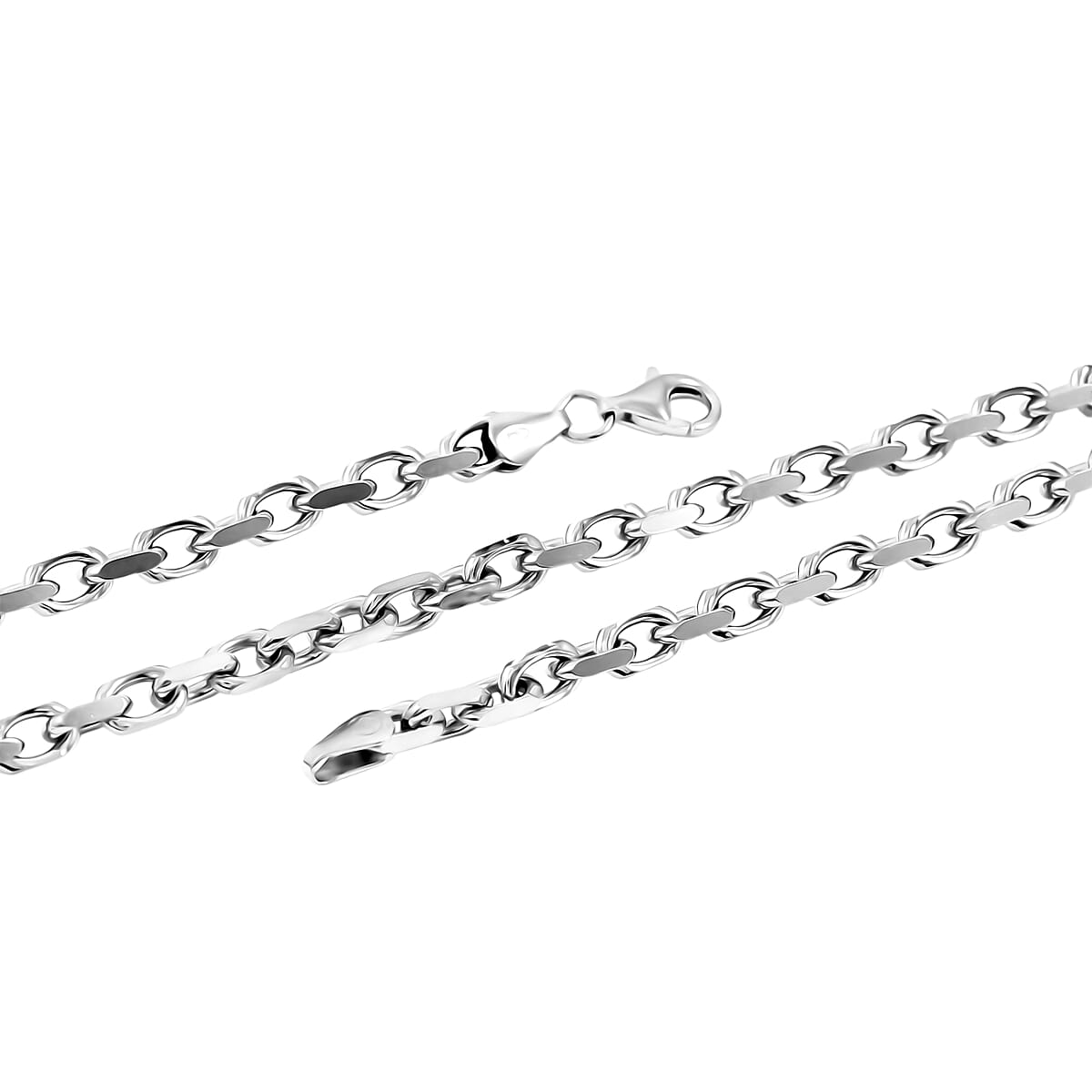 Italian Rolo 4 Lati Forzata Chain Necklace in Rhodium Over Sterling Silver 33.28 Grams 24 Inches image number 5