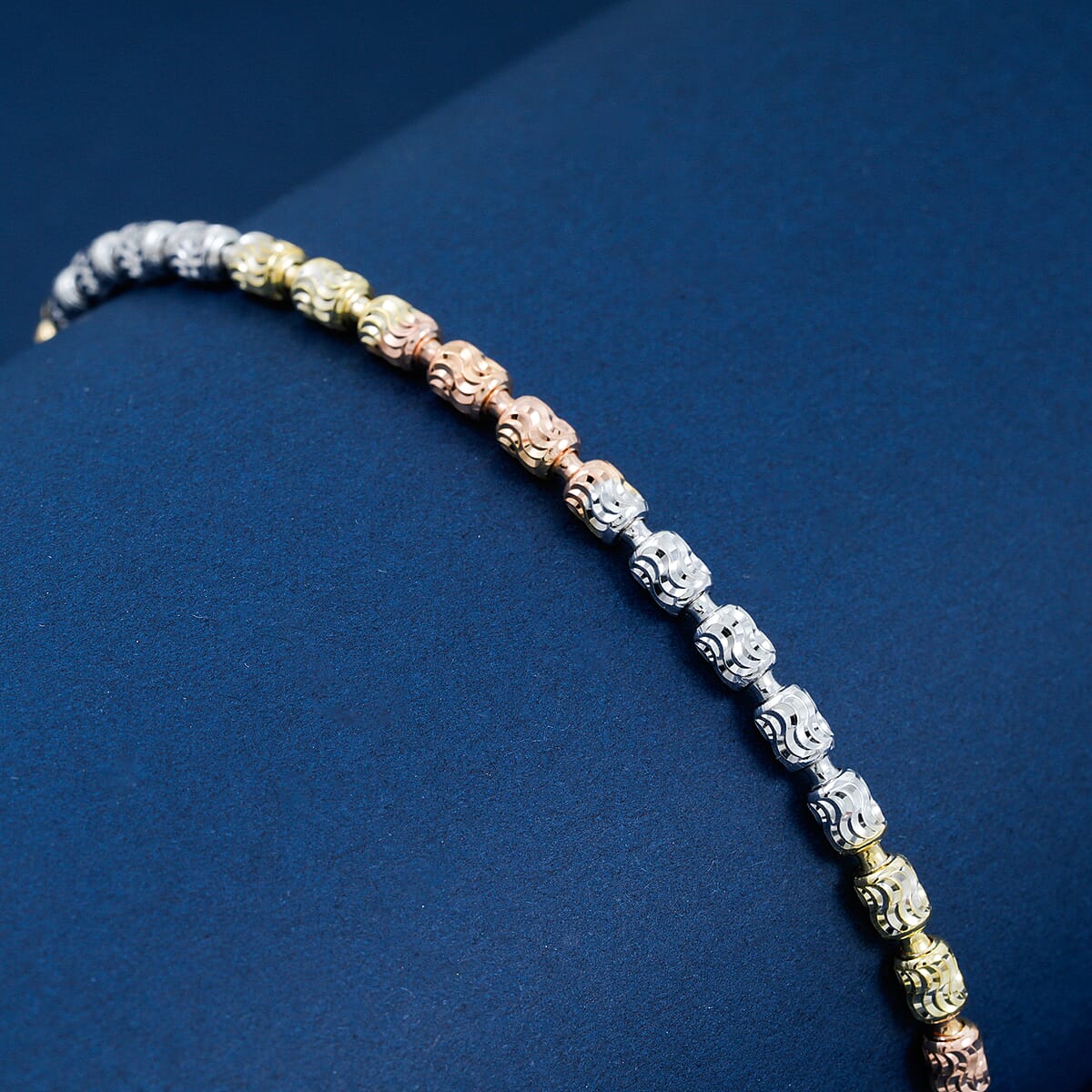 Italian Barrel Typhoon Bracelet in 14K YRG and Rhodium Over Sterling Silver (7.00 In) 5 Grams image number 1