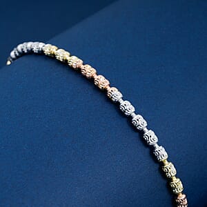 Italian Barrel Typhoon Bracelet in 14K YRG and Rhodium Over Sterling Silver (7.00 In) 5 Grams