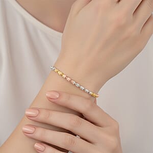 Italian Barrel Typhoon Bracelet in 14K YRG and Rhodium Over Sterling Silver (7.00 In) 5 Grams