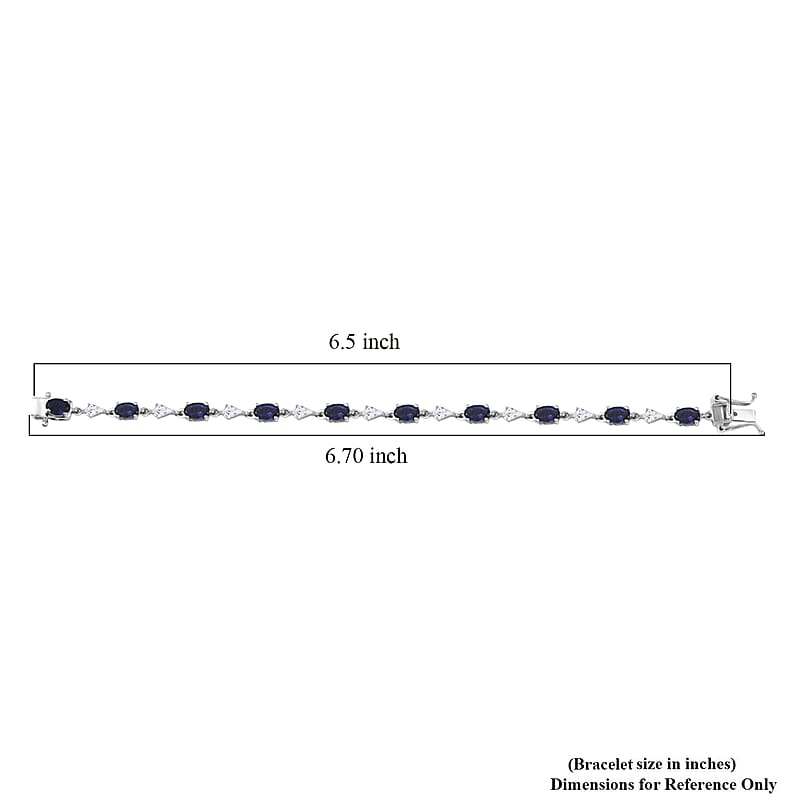 D'Joy Premium Catalina Iolite and White Zircon 5.60 ctw Crown Legacy Bracelet in Rhodium Over Sterling Silver (6.50 In)