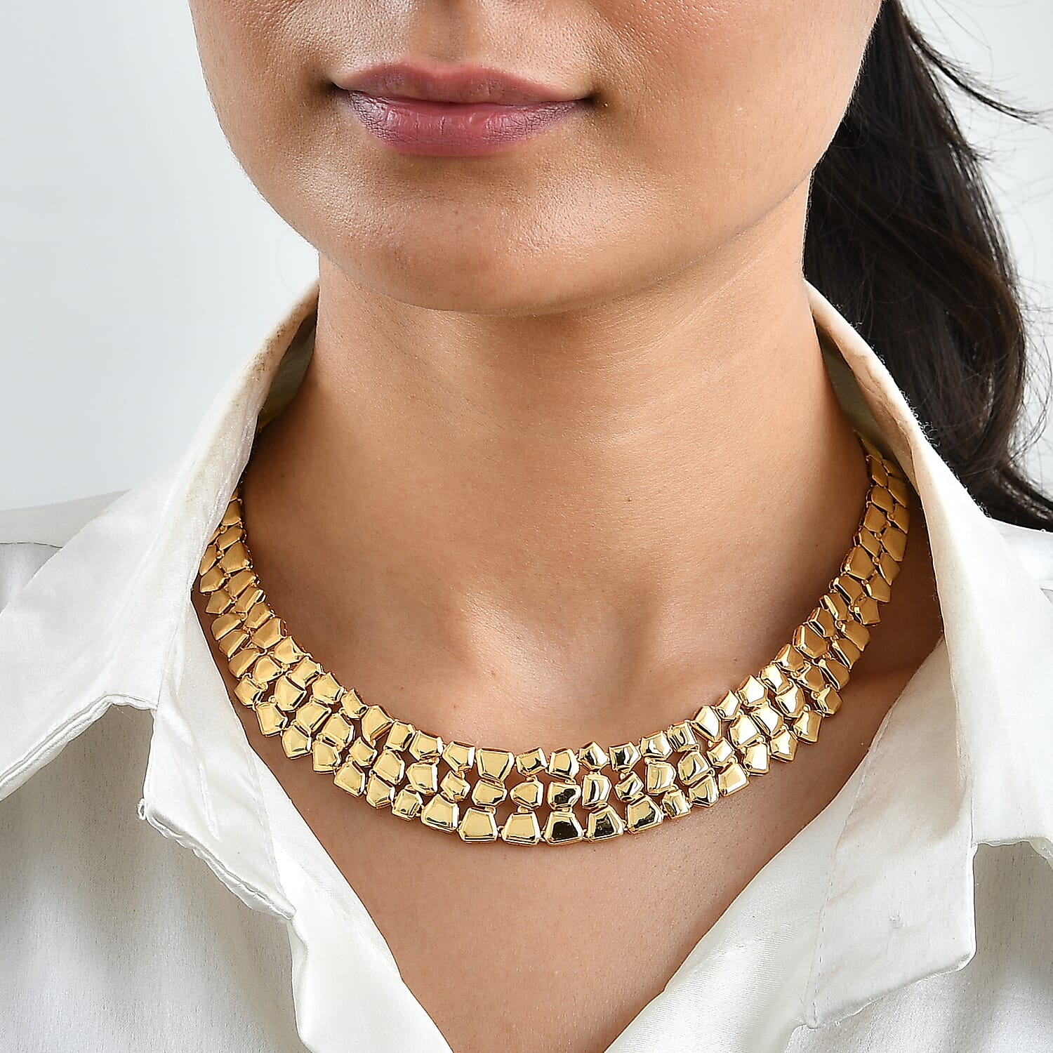 EverTrue Bronzella Collection Woven Curb Link Necklace (18 Inches) in 18K YG Plated Bronze