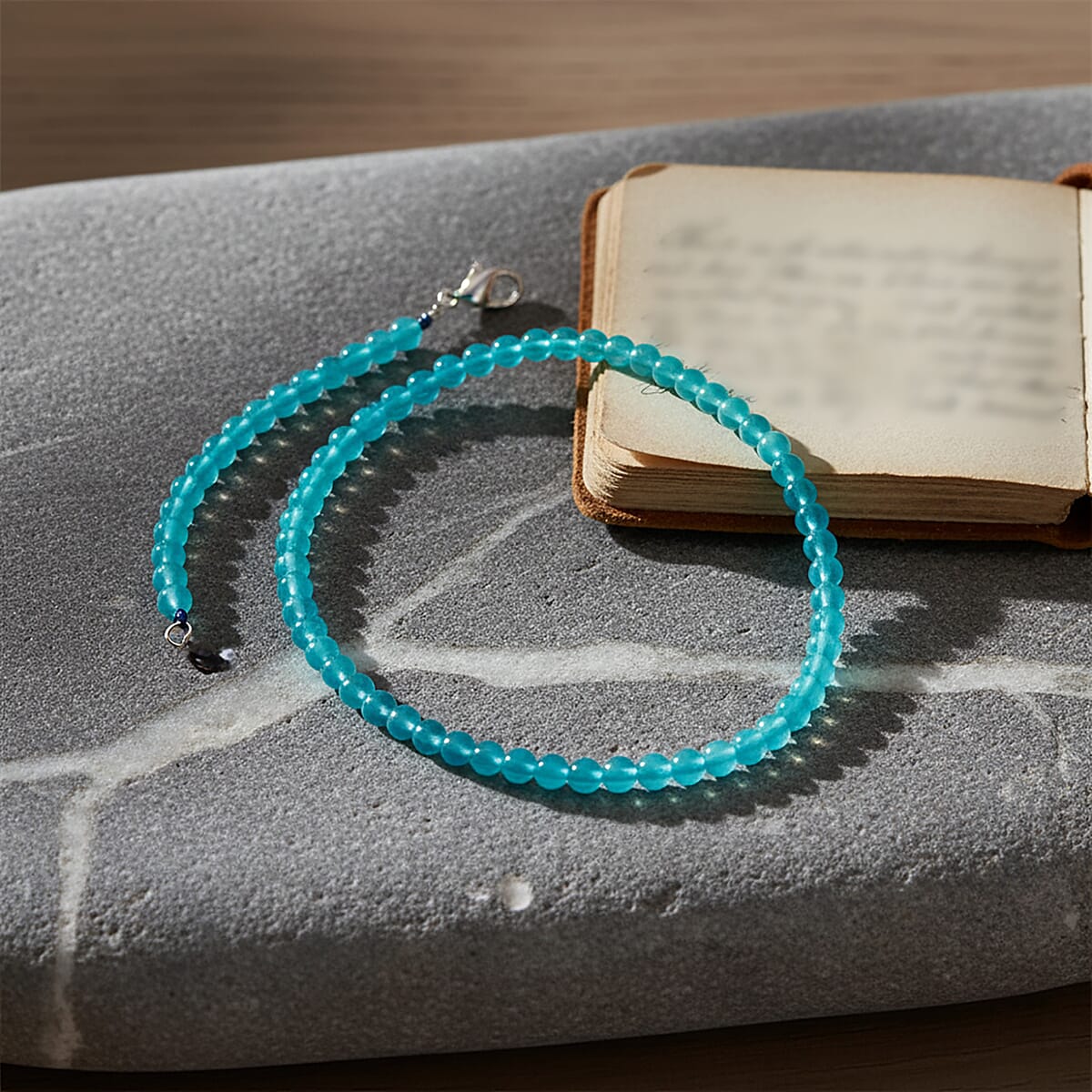 D'Joy Amazonite Beaded 140 ctw Necklace 20 Inches in Rhodium Over Sterling Silver image number 1