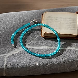 D'Joy Amazonite Beaded 140 ctw Necklace 20 Inches in Rhodium Over Sterling Silver